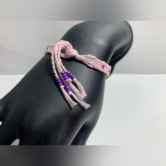 Hand crafted beaded with silver fairy charms macrame bracelet - Picture 4 of 6